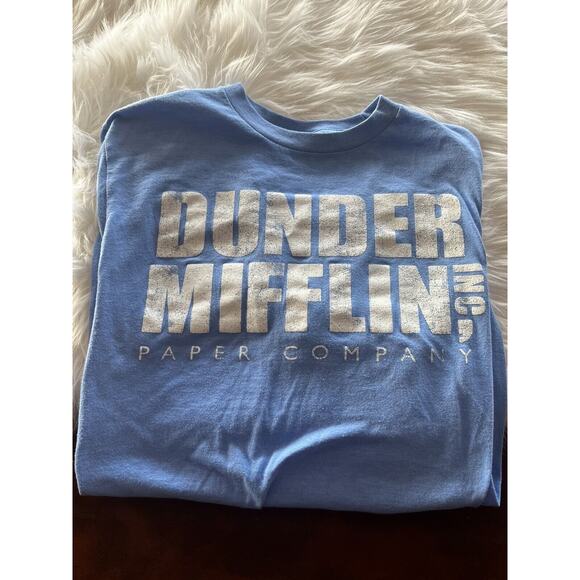 Dunder Mifflin Shirt Mens Medium Blue The Office Graphic Logo Short Sleeve - Picture 3 of 4